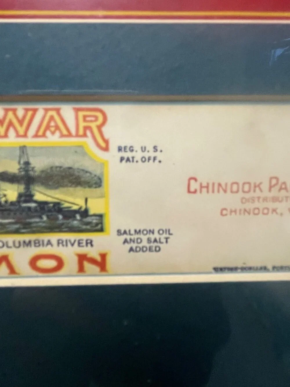 Original Athlete Brand Vintage 1930s Salmon Label Framed Art Chinook Packing Co.
